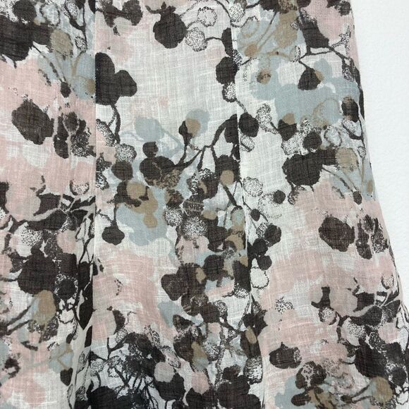Lafayette 148 trumpet skirt in muted modern pastel print lined linen blend - Picture 3 of 8